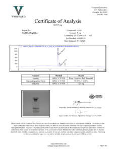 AOD 9604 5mg Certificate of analysis — tested Sep 15, 2026