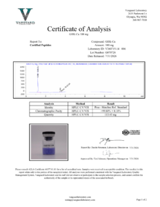 GHK-Cu 100mg Certificate of analysis — tested Jul 31, 2026