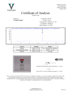TB-500 10mg Certificate of analysis — tested Jul 31, 2026