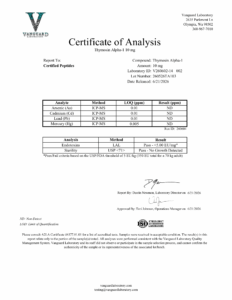 Thymosin Alpha-1 10mg Contaminant screen — tested Jun 21, 2026