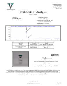 GHRP 6 10mg Certificate of analysis — tested Jul 31, 2026