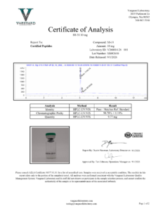 31 10mg Certificate of analysis — tested Sep 1, 2026