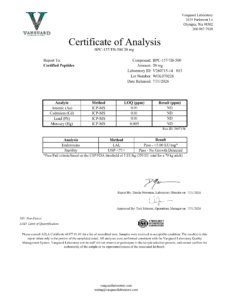 BPC-157 / TB-500 10mg / 10mg Contaminant screen — tested Jul 31, 2026