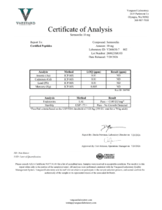 Sermorelin 10mg Contaminant screen — tested Jul 20, 2026