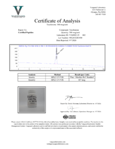 Tesofensine 500mcg · 60 capsules Certificate of analysis — tested Sep 7, 2026