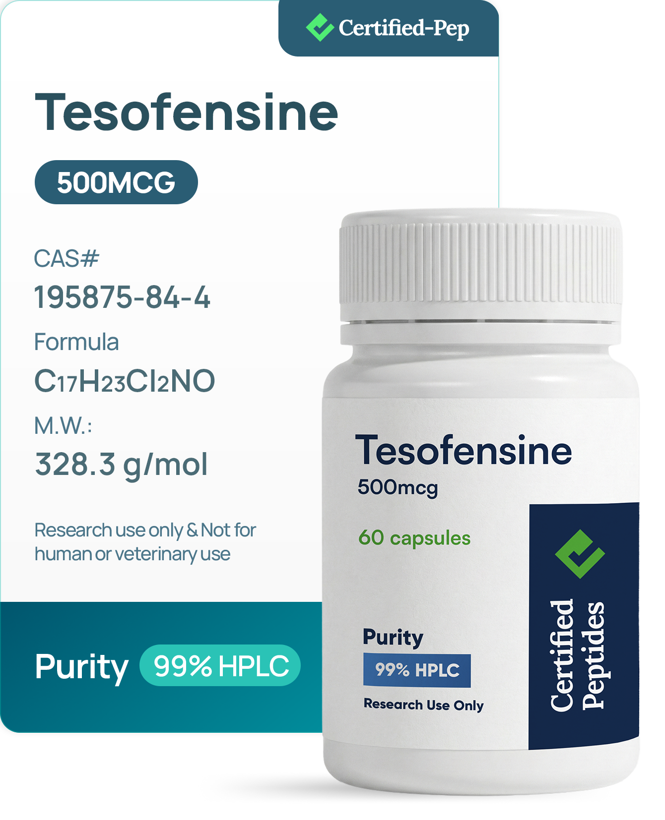 Tesofensine 500mcg · 60 capsules