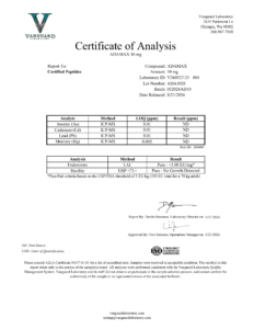 Adamax 10mg Contaminant screen — tested Aug 21, 2026
