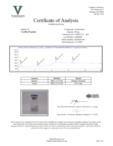 Cerebrolysin 60mg 10ml vial Certificate of analysis — tested Jun 11, 2026