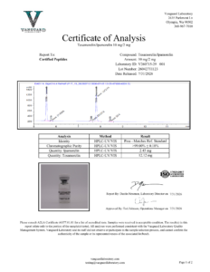 Tesamorelin + Ipamorelin Blend 13mg Certificate of analysis — tested Jul 31, 2026