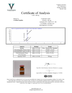 Buffered NAD+ 500mg Certificate of analysis — tested Aug 12, 2026