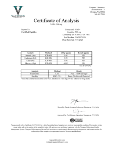 Buffered NAD+ 500mg Contaminant screen — tested Aug 12, 2026