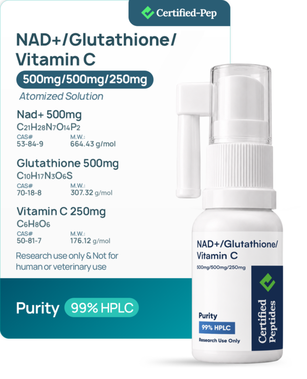 NAD+ 500mg / glutathione 500mg / vitamin c atomized 250mg