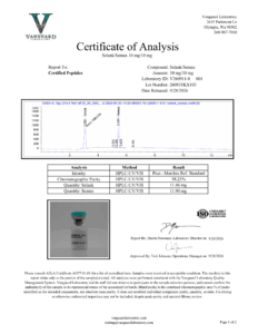 Selank / Semax 10 / 10mg Certificate of analysis — tested Sep 28, 2026