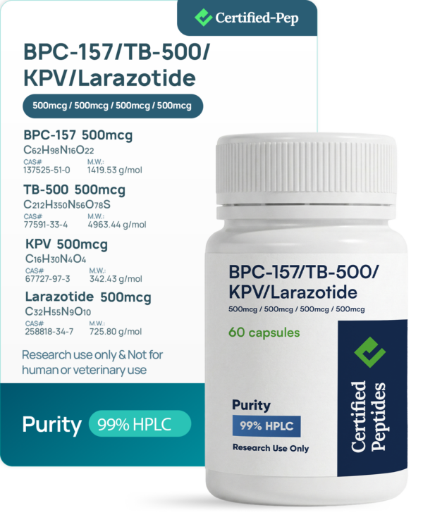BPC-157 + TB-500 + KPV + Larazotide 60 Capsules 