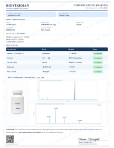 Sermorelin 1mg · 60 capsules Certificate of analysis