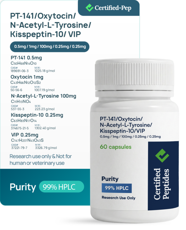 PT-141 + Oxytocin + N-Acetyl-L-Tyrosine + Kisspeptin + VIP Capsules 
